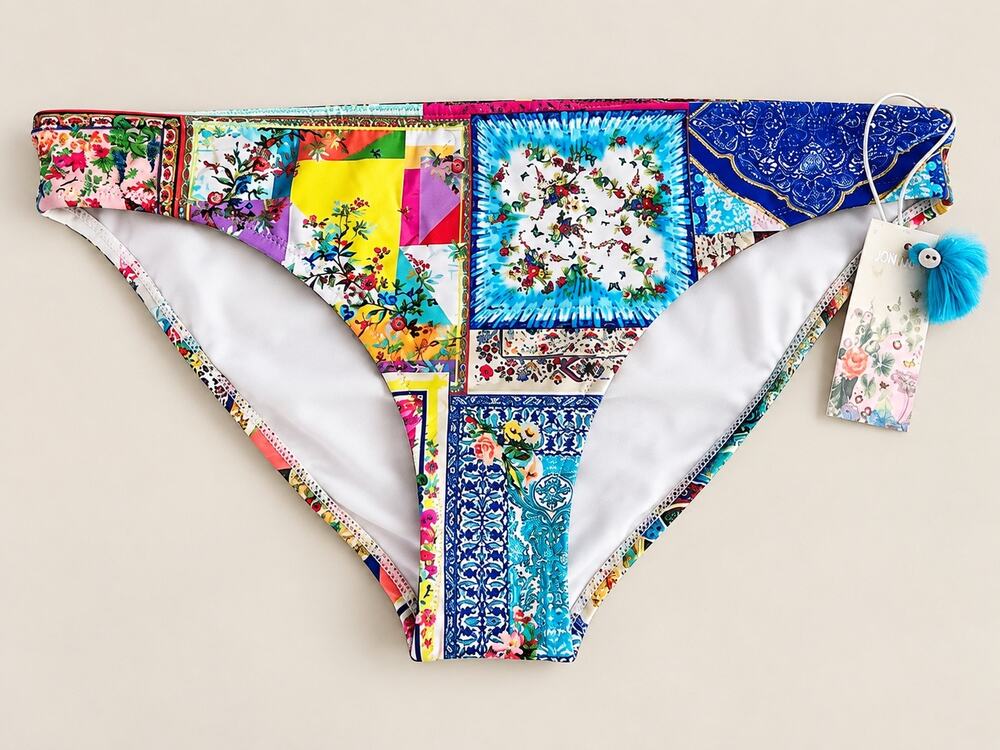 NWT Johnny Was Iva Hipster Bikini Bottom Multicolor Patchwork Floral Sz XL